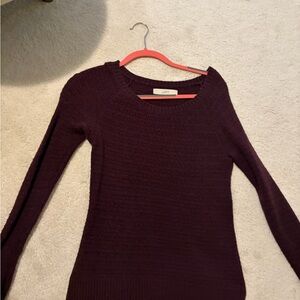 LOFT Women's Deep Purple Crew Neck Sweater